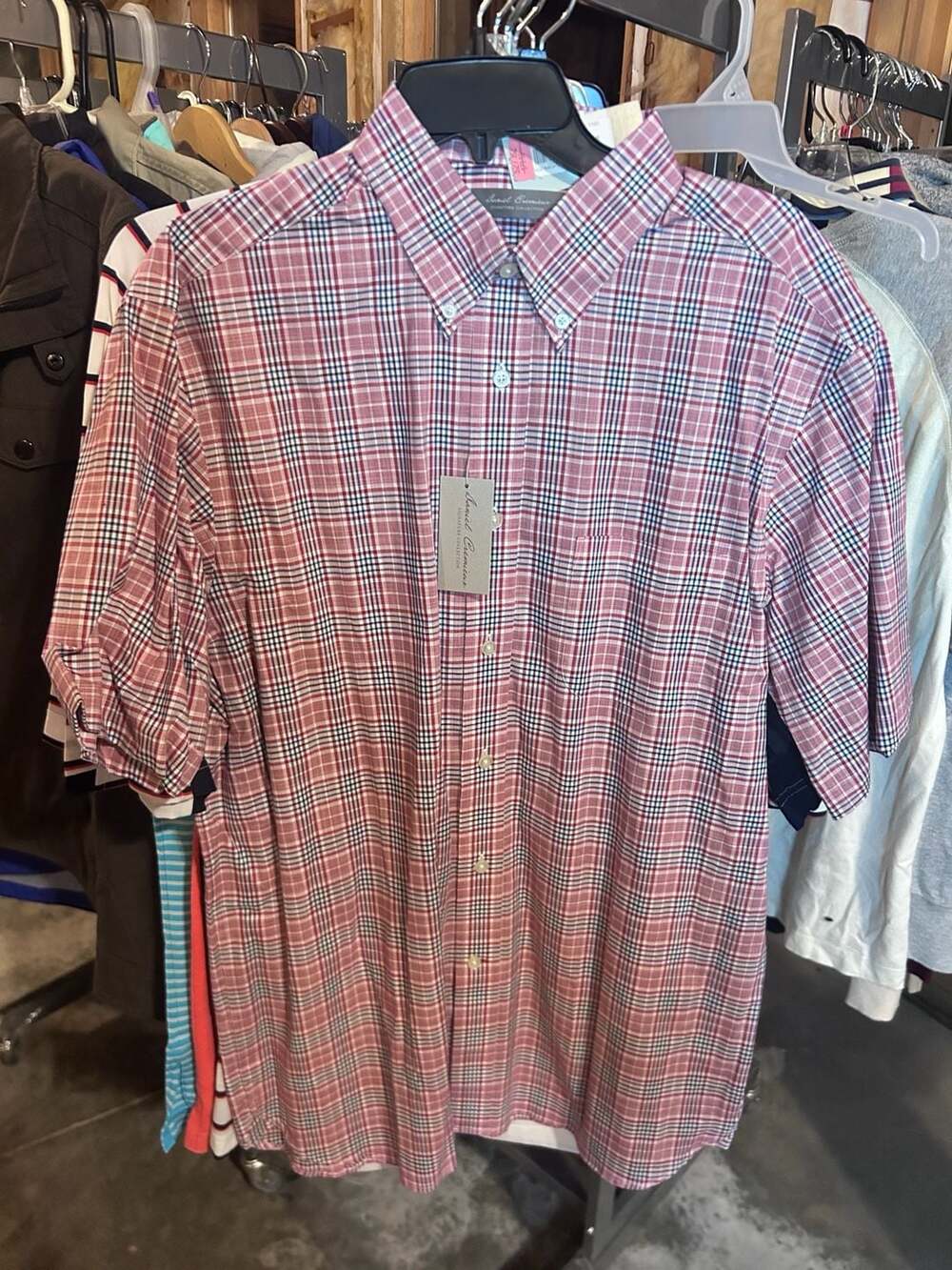 Daniel Cremieux Signature Collection Plaid Short Sleeve Button Down Shirt Size L